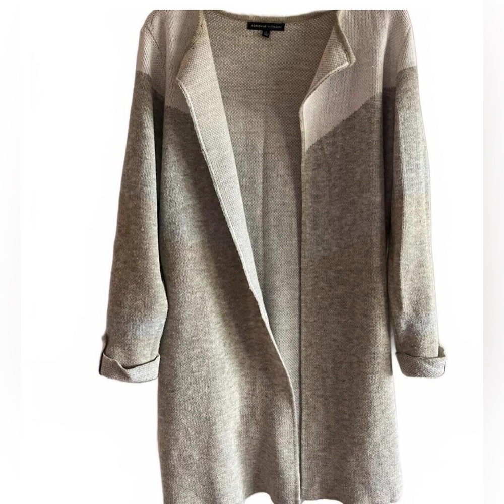 Adrienne Vittadini Gray and Cream Cardigan